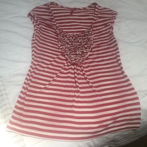 Great red and white striped cap sleeve shirt